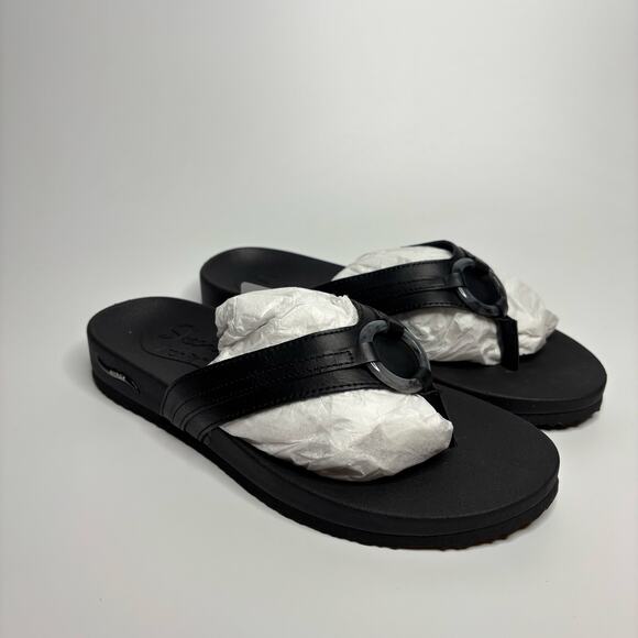 Skechers Arch Fit Meditation Sail Home Thong Flip Flop Sandals in Black - Picture 6 of 10